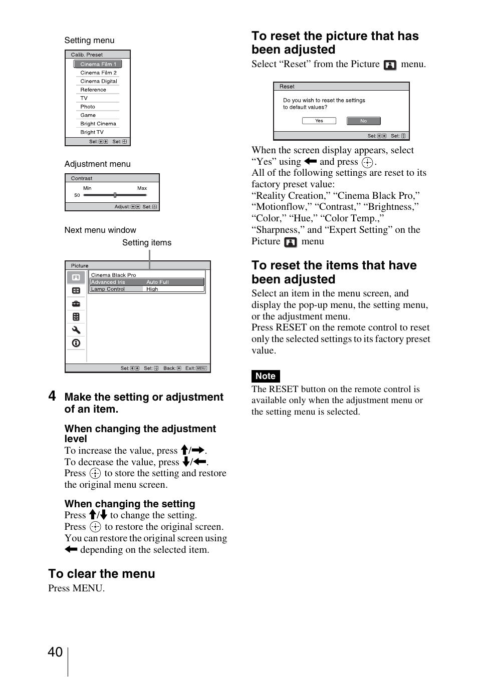 Sony VPL-VW1000ES User Manual | Page 40 / 99