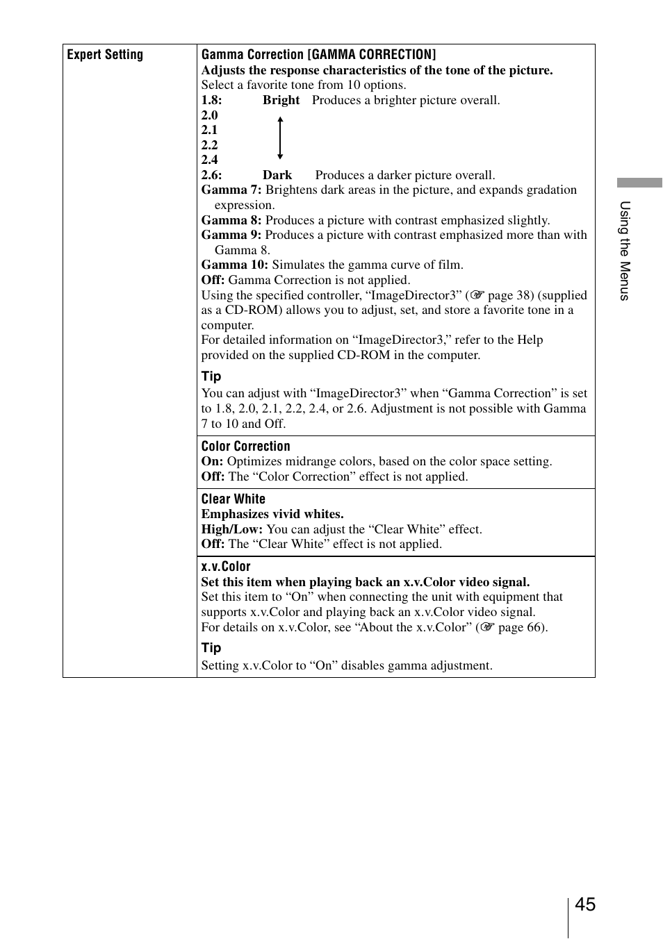 Sony VPL-VW1000ES User Manual | Page 45 / 99