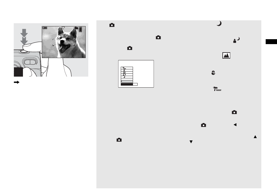 The position on the mode selector | Sony DSC-P72 User Manual | Page 27 / 120