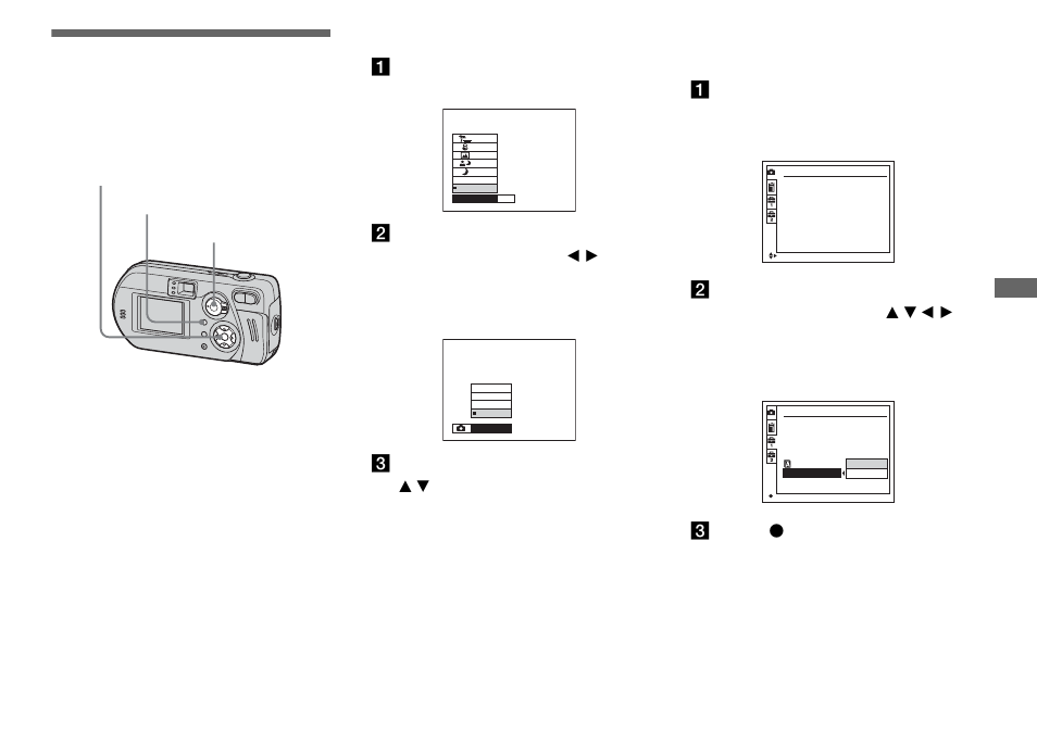 Before advanced operations, How to setup and operate your camera, Changing menu settings | Changing items in the set up screen | Sony DSC-P72 User Manual | Page 45 / 120