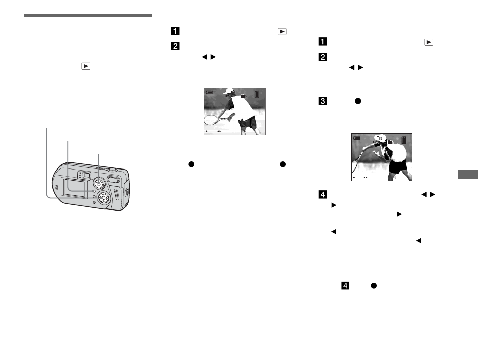 Playing back images shot in multi burst mode, Playing back continuously, Playing back frame by frame – jog playback | Playing back images shot in multi burst, Mode, Jog playback, Playing back frame by frame | Sony DSC-P72 User Manual | Page 65 / 120