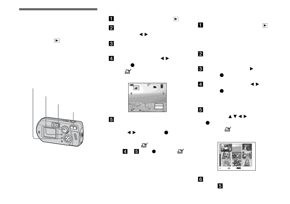 Choosing images to print, On the single screen, On the index (nine-image) screen | Print (dpof) mark | Sony DSC-P72 User Manual | Page 70 / 120