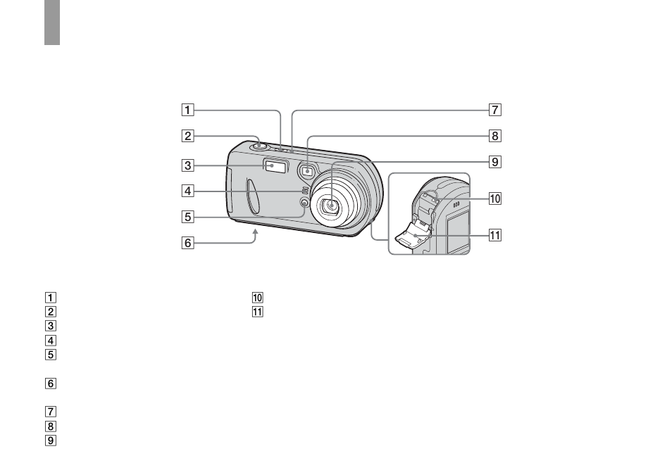 Identifying the parts | Sony DSC-P72 User Manual | Page 8 / 120