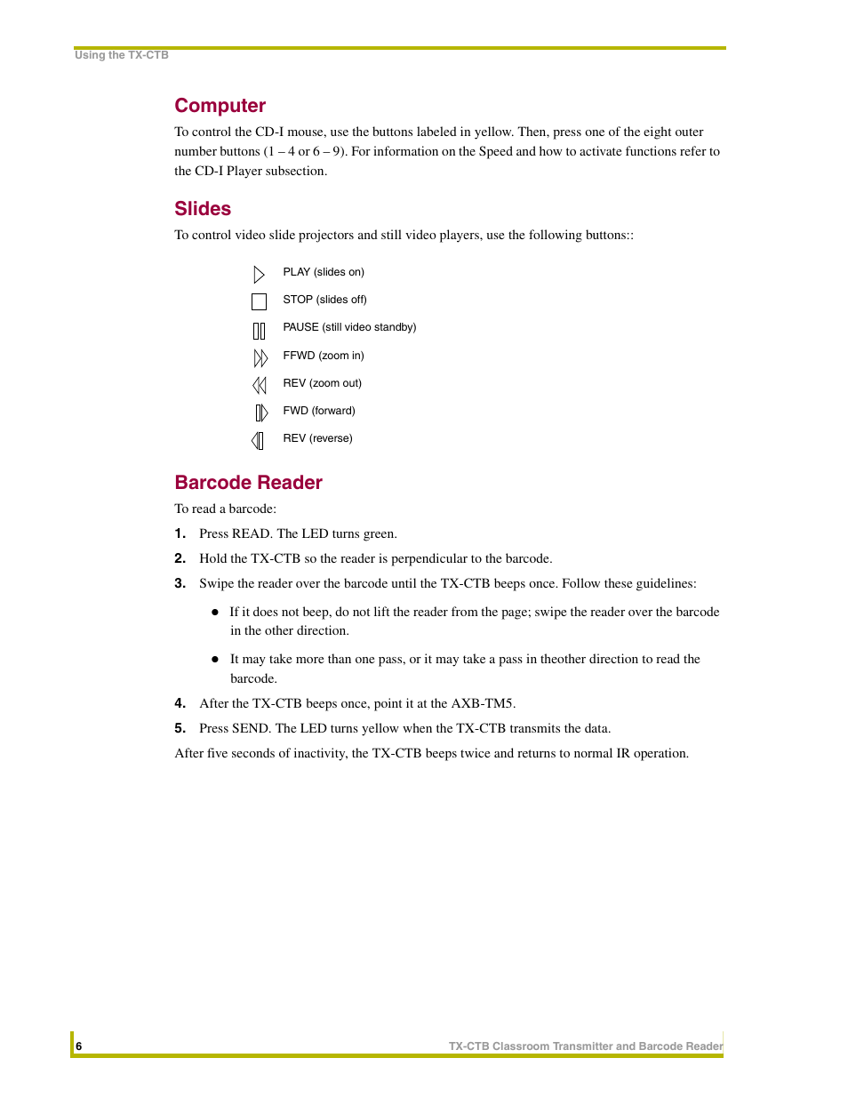 Computer, Slides, Barcode reader | AMX Network Device TX-CTB User Manual | Page 10 / 12