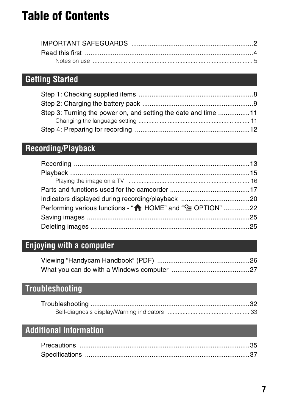 Sony HDR-SR5 User Manual | Page 7 / 40