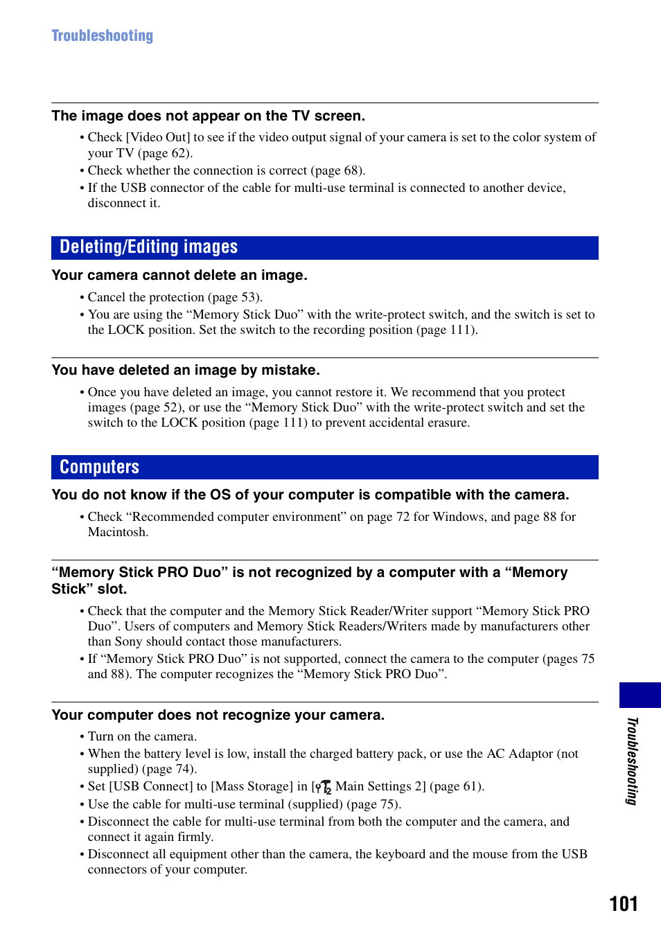 Deleting/editing images, Computers, Deleting/editing images computers | Sony DSC-T20 User Manual | Page 101 / 119