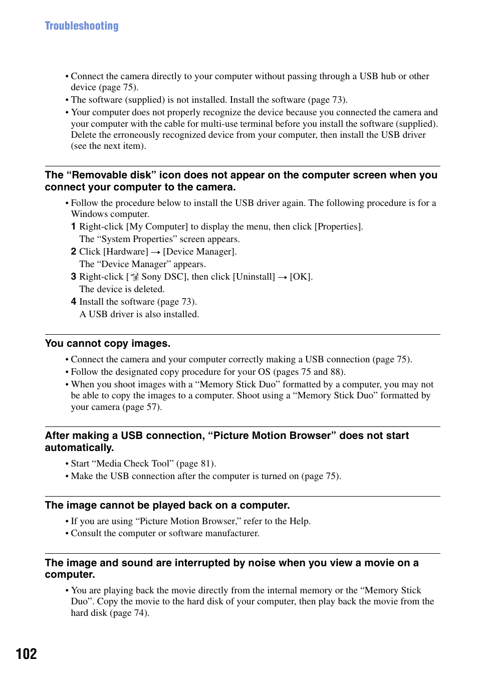 Sony DSC-T20 User Manual | Page 102 / 119