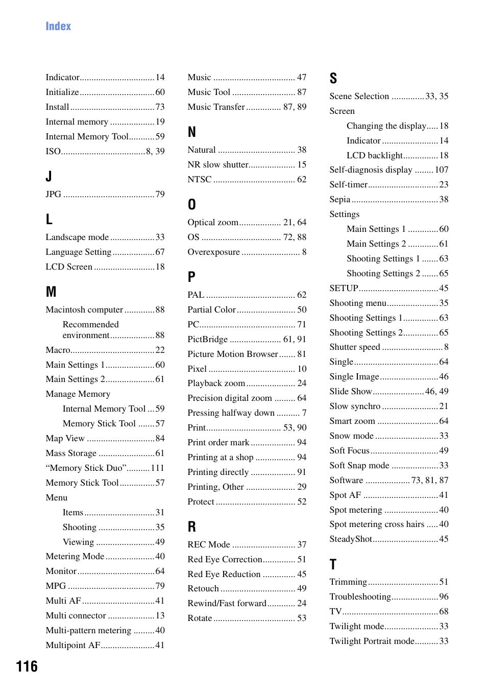 Sony DSC-T20 User Manual | Page 116 / 119
