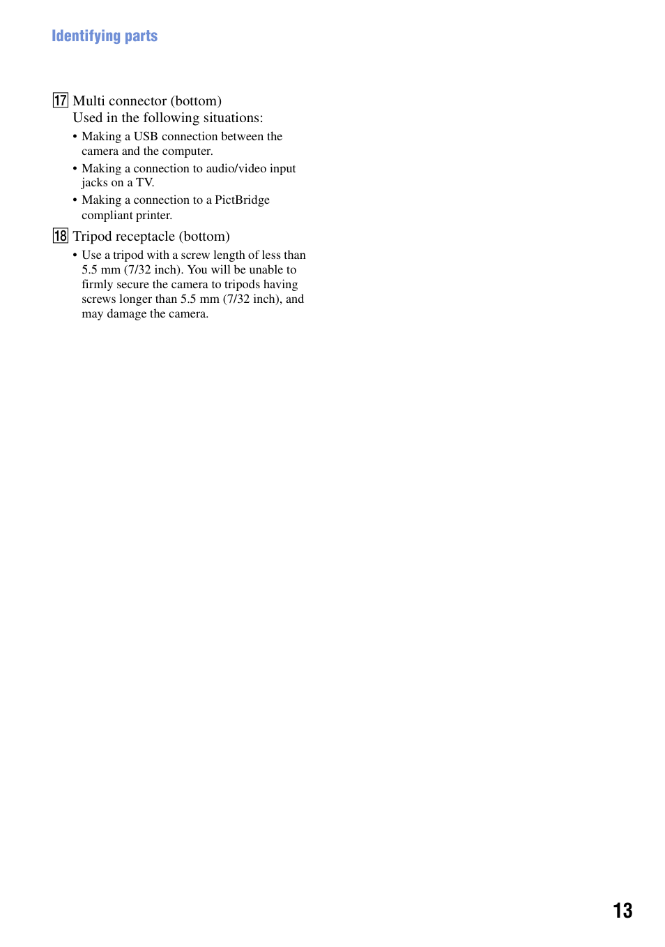 Sony DSC-T20 User Manual | Page 13 / 119