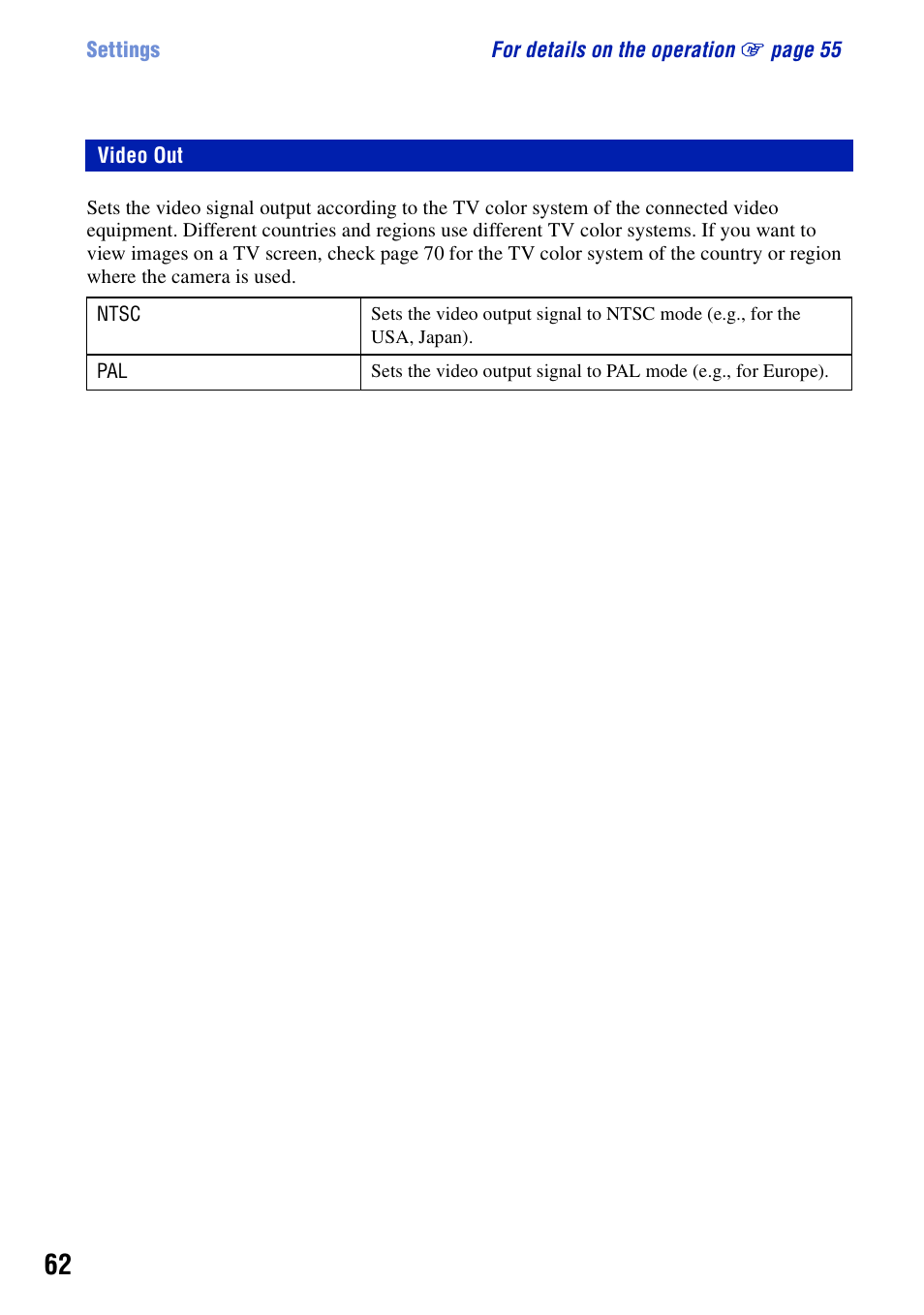 Video out | Sony DSC-T20 User Manual | Page 62 / 119