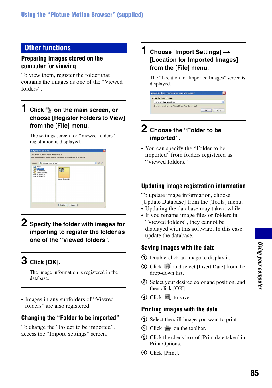 Other functions | Sony DSC-T20 User Manual | Page 85 / 119