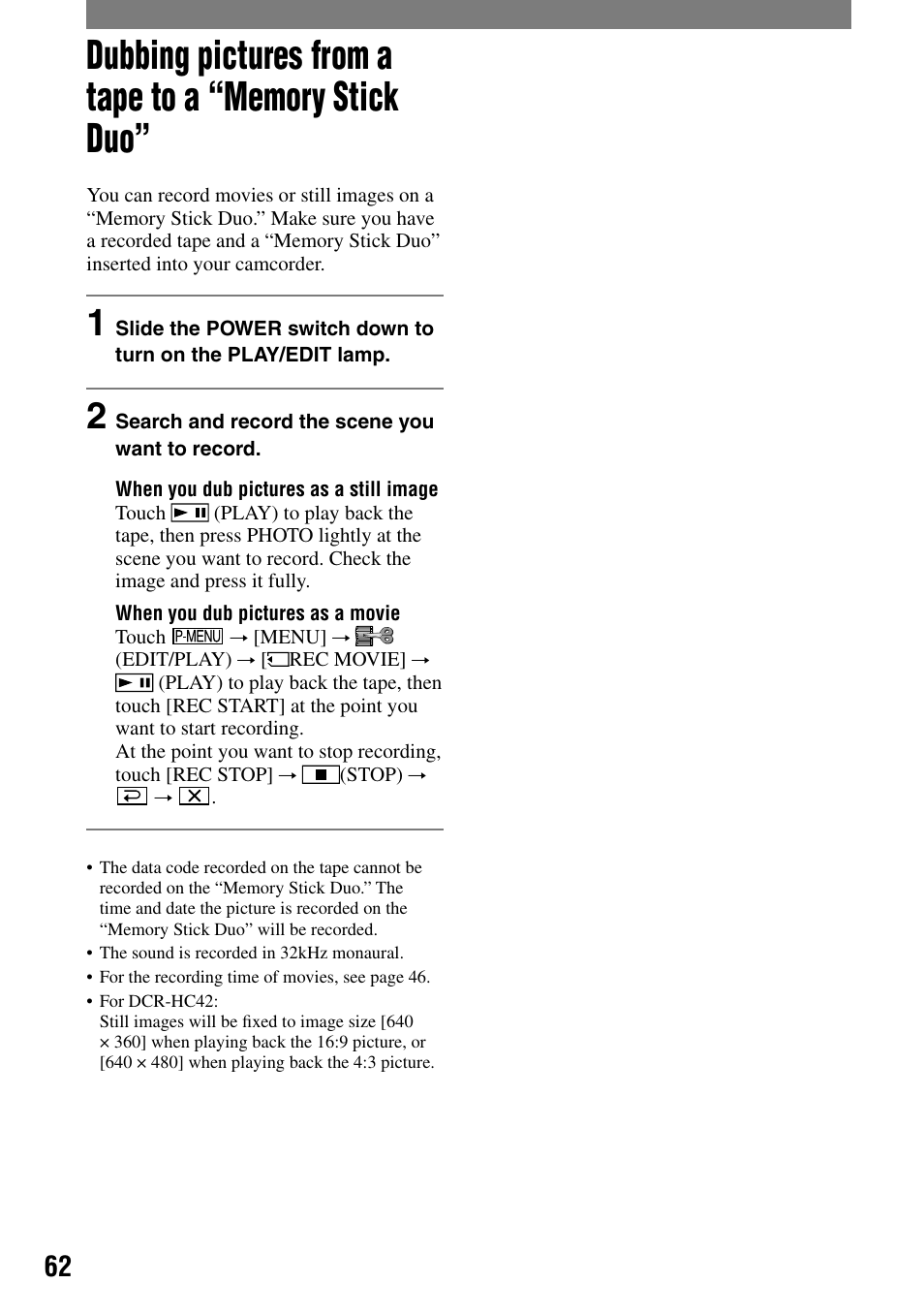 Sony DCR-HC32 User Manual | Page 62 / 123