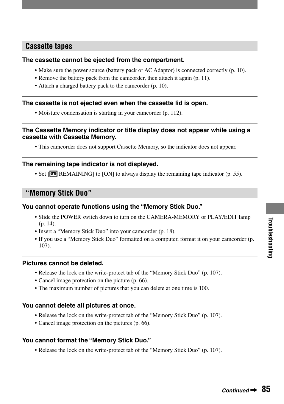 Cassette tapes | Sony DCR-HC32 User Manual | Page 85 / 123