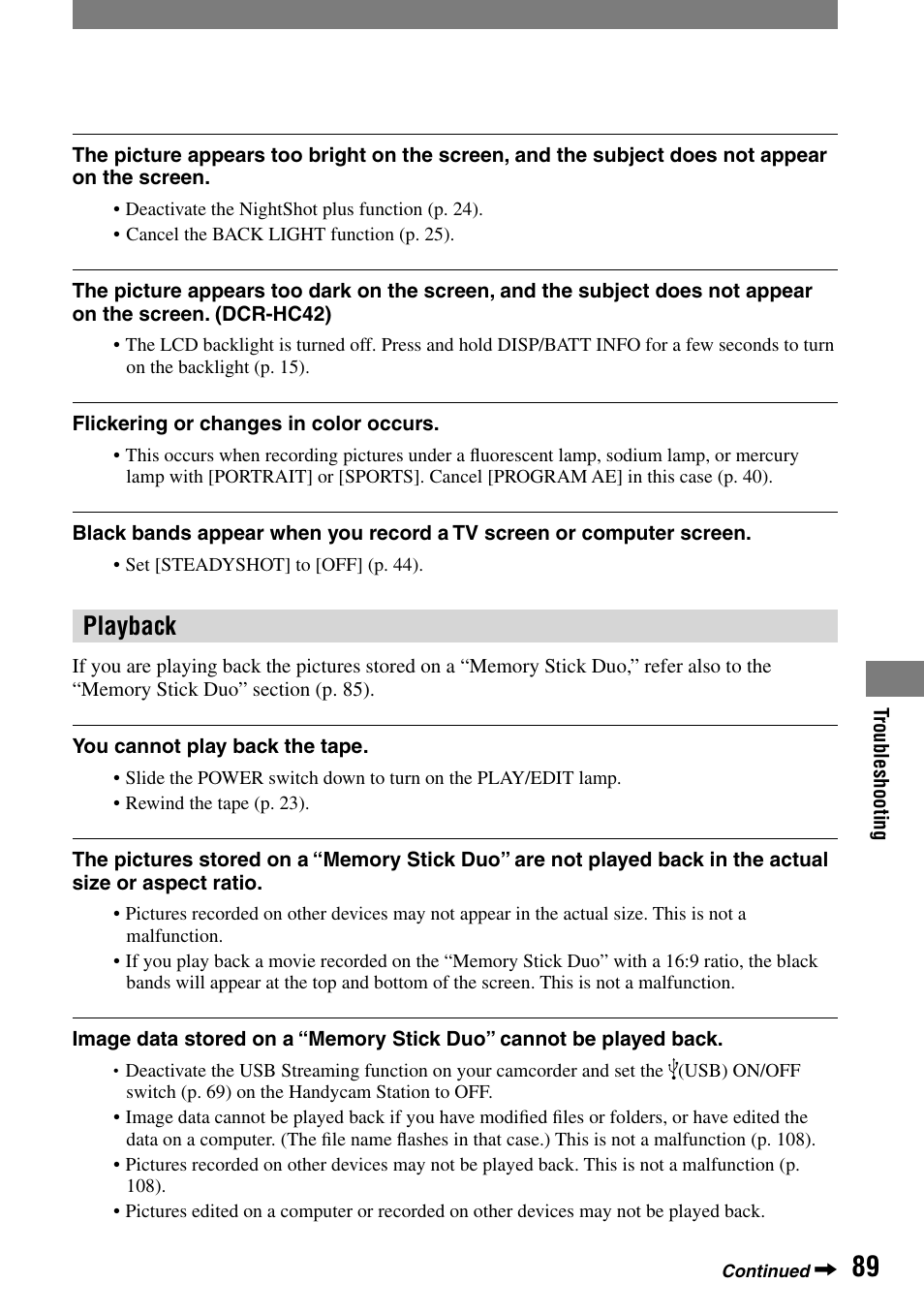 Playback | Sony DCR-HC32 User Manual | Page 89 / 123