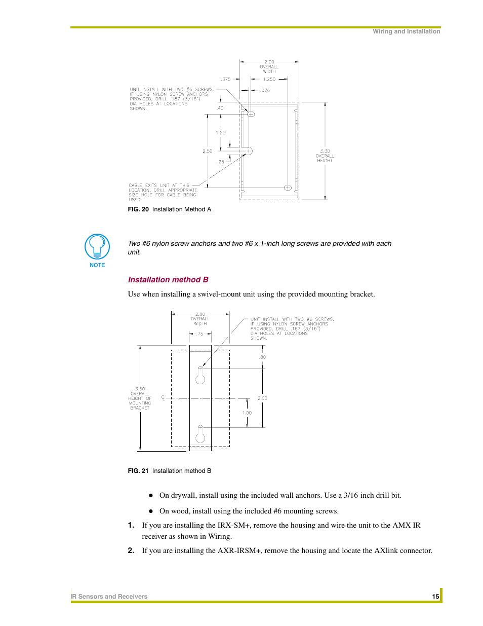 Installation method b | AMX Sensors and Receivers IR User Manual | Page 19 / 22