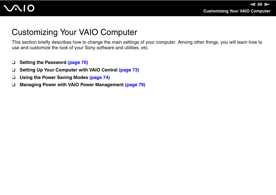 Customizing your vaio computer | Sony VGN-FS920 User Manual | Page 70 / 149