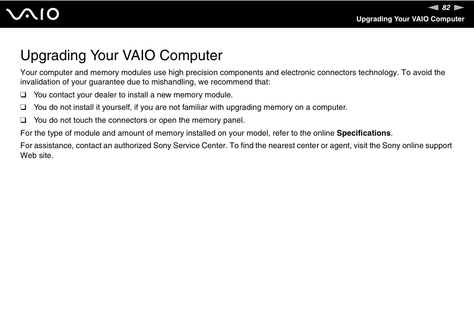 Upgrading your vaio computer | Sony VGN-FS920 User Manual | Page 83 / 149