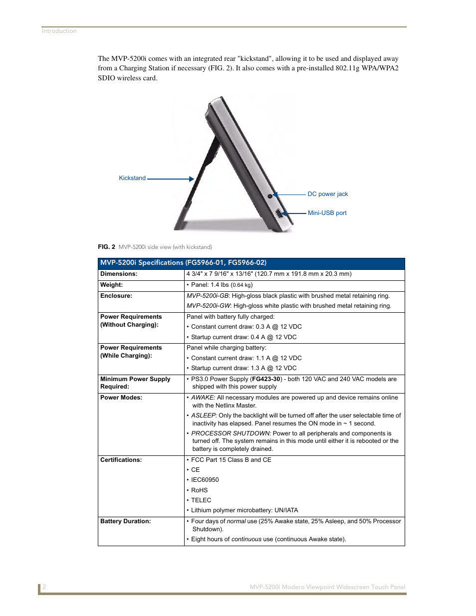 AMX MODERO VIEWPOINT WIDESCREEN TOUCH PANEL MVP-5200I User Manual | Page 10 / 184