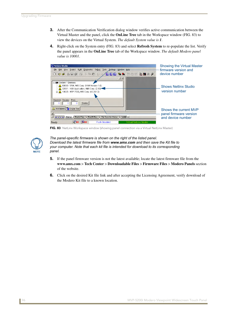 AMX MODERO VIEWPOINT WIDESCREEN TOUCH PANEL MVP-5200I User Manual | Page 104 / 184