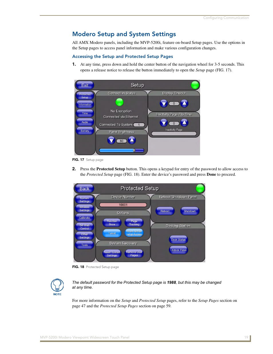 Modero setup and system settings | AMX MODERO VIEWPOINT WIDESCREEN TOUCH PANEL MVP-5200I User Manual | Page 27 / 184