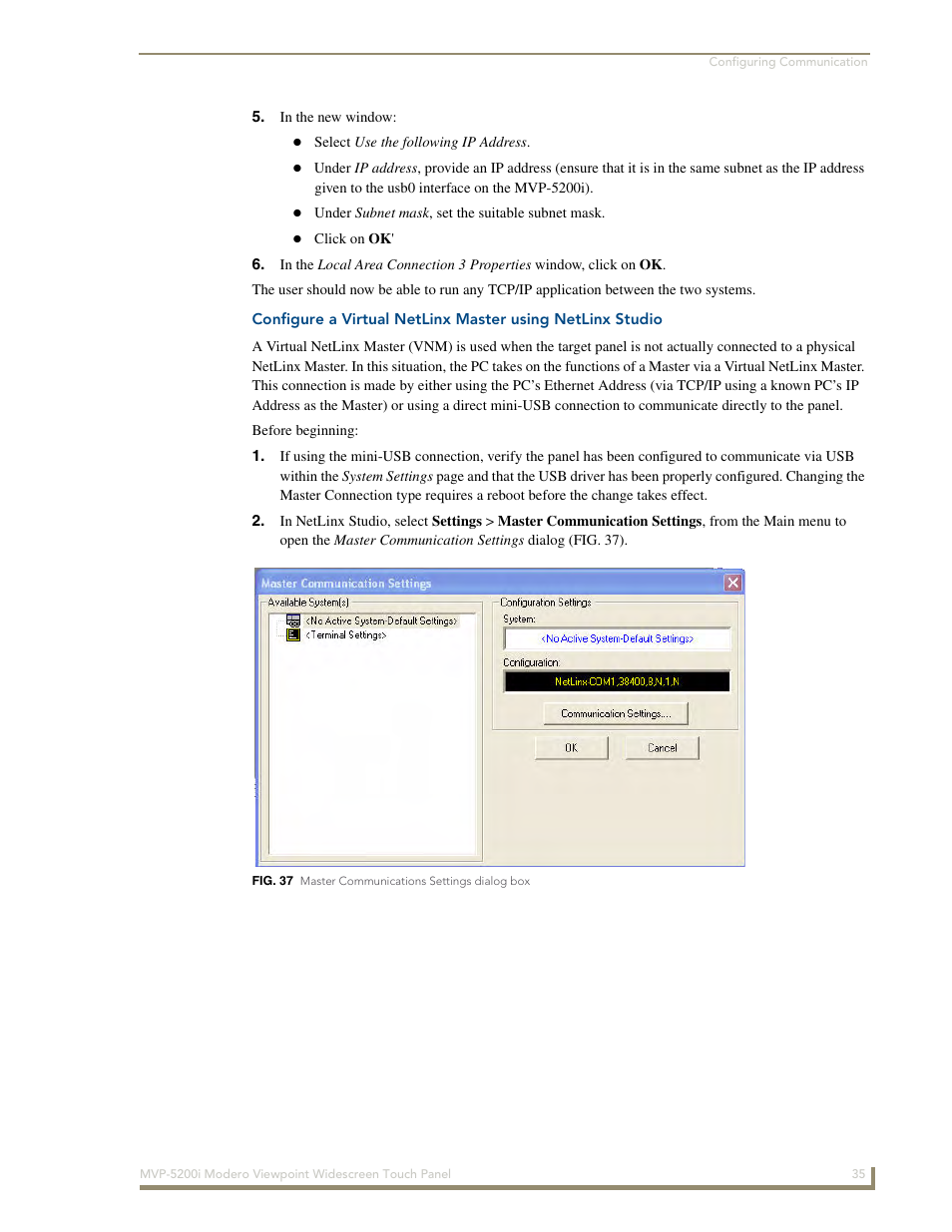 AMX MODERO VIEWPOINT WIDESCREEN TOUCH PANEL MVP-5200I User Manual | Page 43 / 184