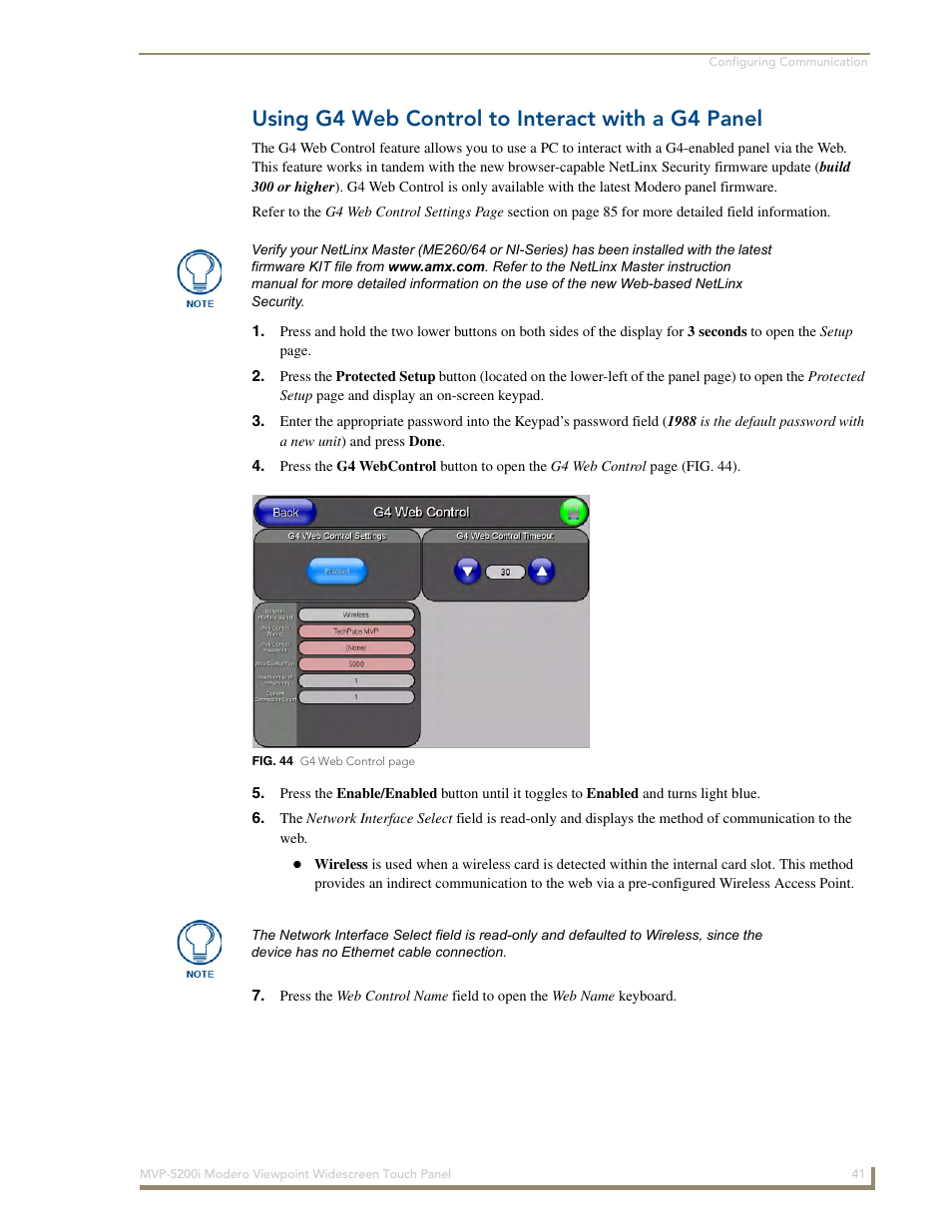 Using g4 web control to interact with a g4 panel | AMX MODERO VIEWPOINT WIDESCREEN TOUCH PANEL MVP-5200I User Manual | Page 49 / 184