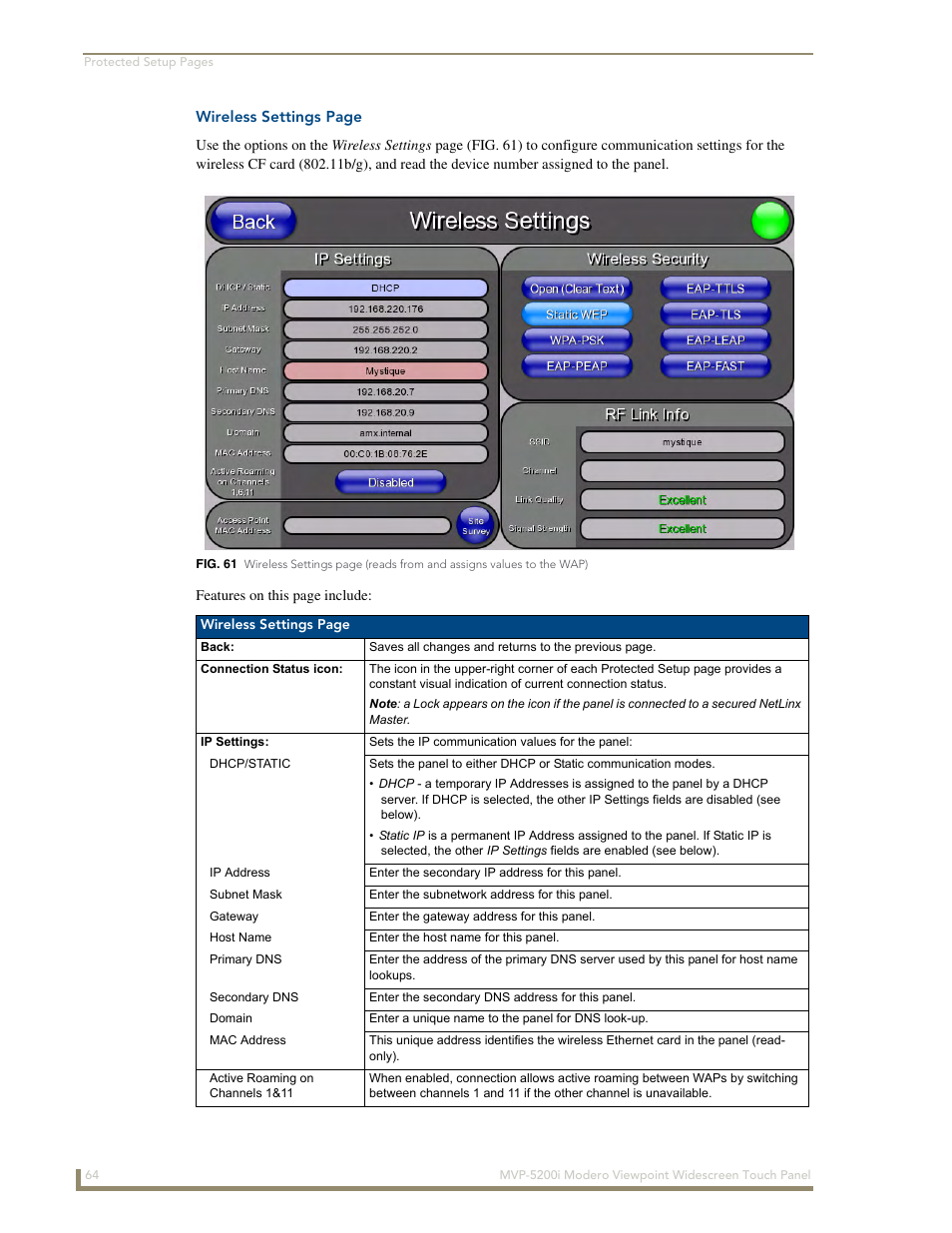 AMX MODERO VIEWPOINT WIDESCREEN TOUCH PANEL MVP-5200I User Manual | Page 72 / 184