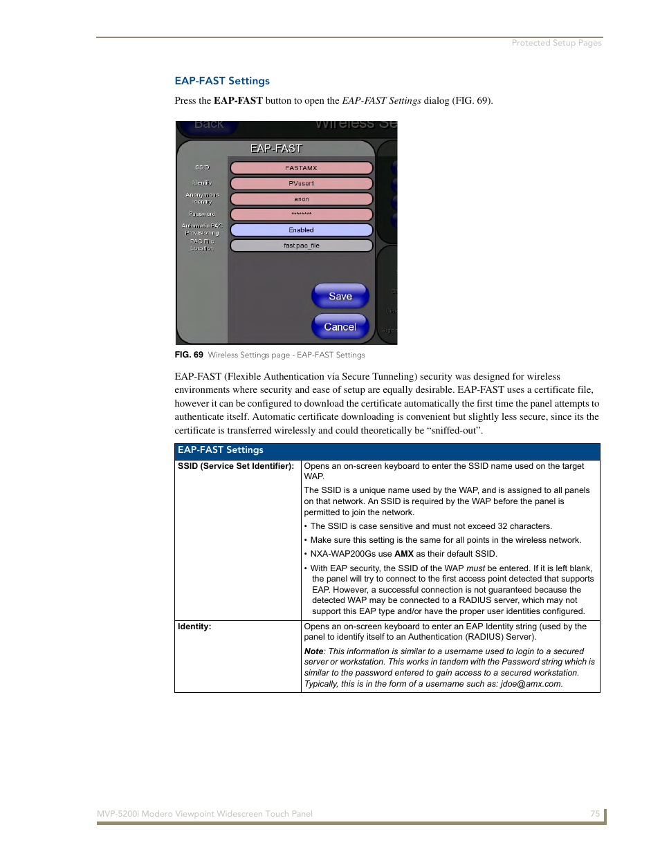 Eap-fast settings | AMX MODERO VIEWPOINT WIDESCREEN TOUCH PANEL MVP-5200I User Manual | Page 83 / 184