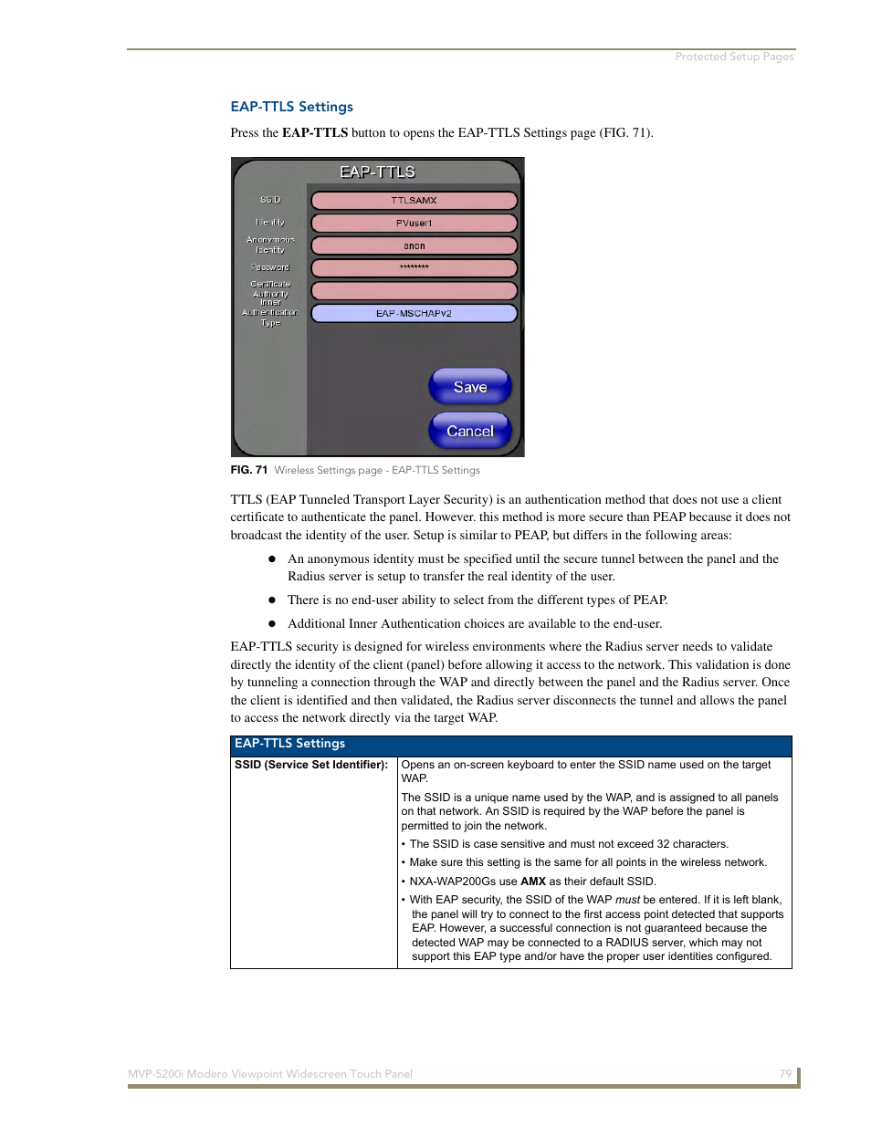 Eap-ttls settings | AMX MODERO VIEWPOINT WIDESCREEN TOUCH PANEL MVP-5200I User Manual | Page 87 / 184