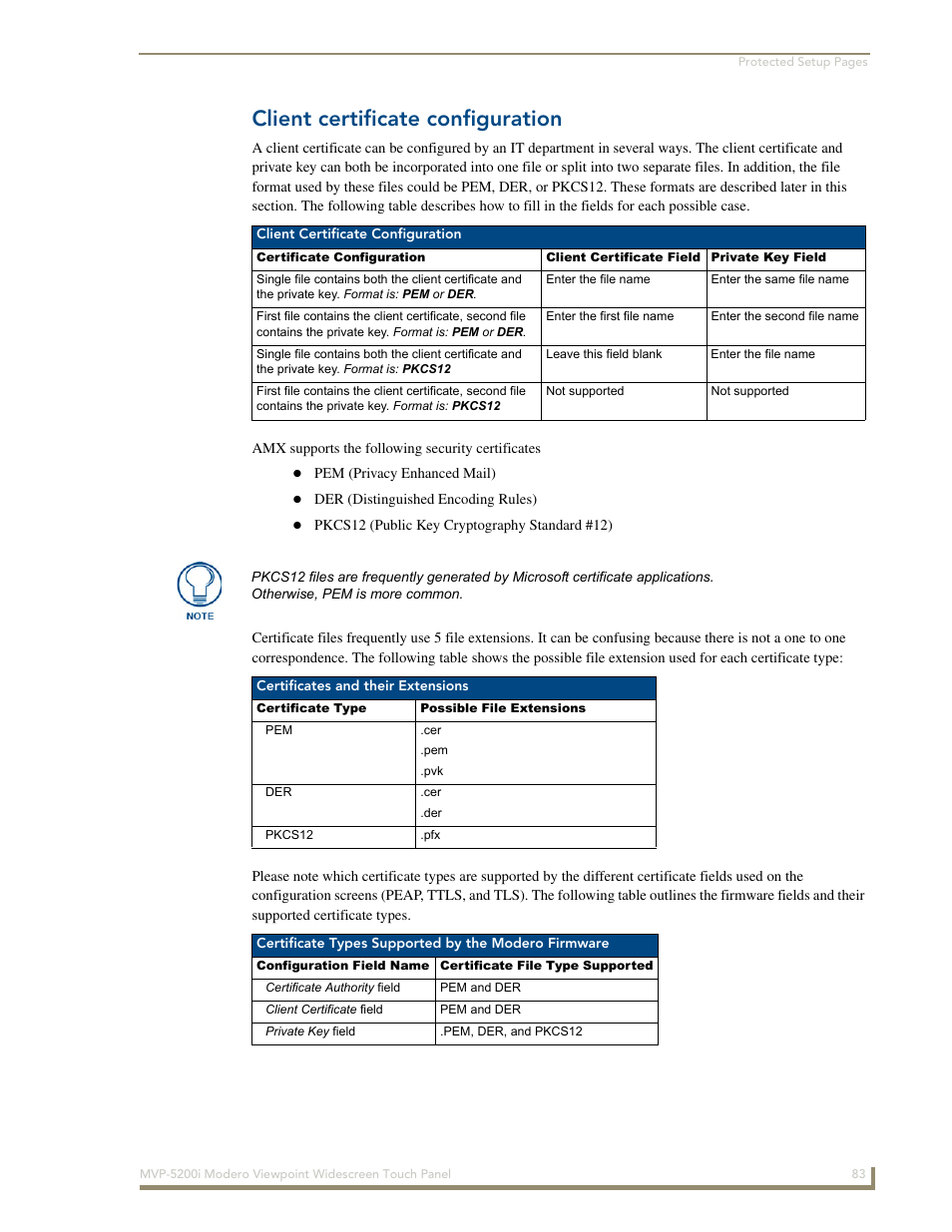 Client certificate configuration | AMX MODERO VIEWPOINT WIDESCREEN TOUCH PANEL MVP-5200I User Manual | Page 91 / 184