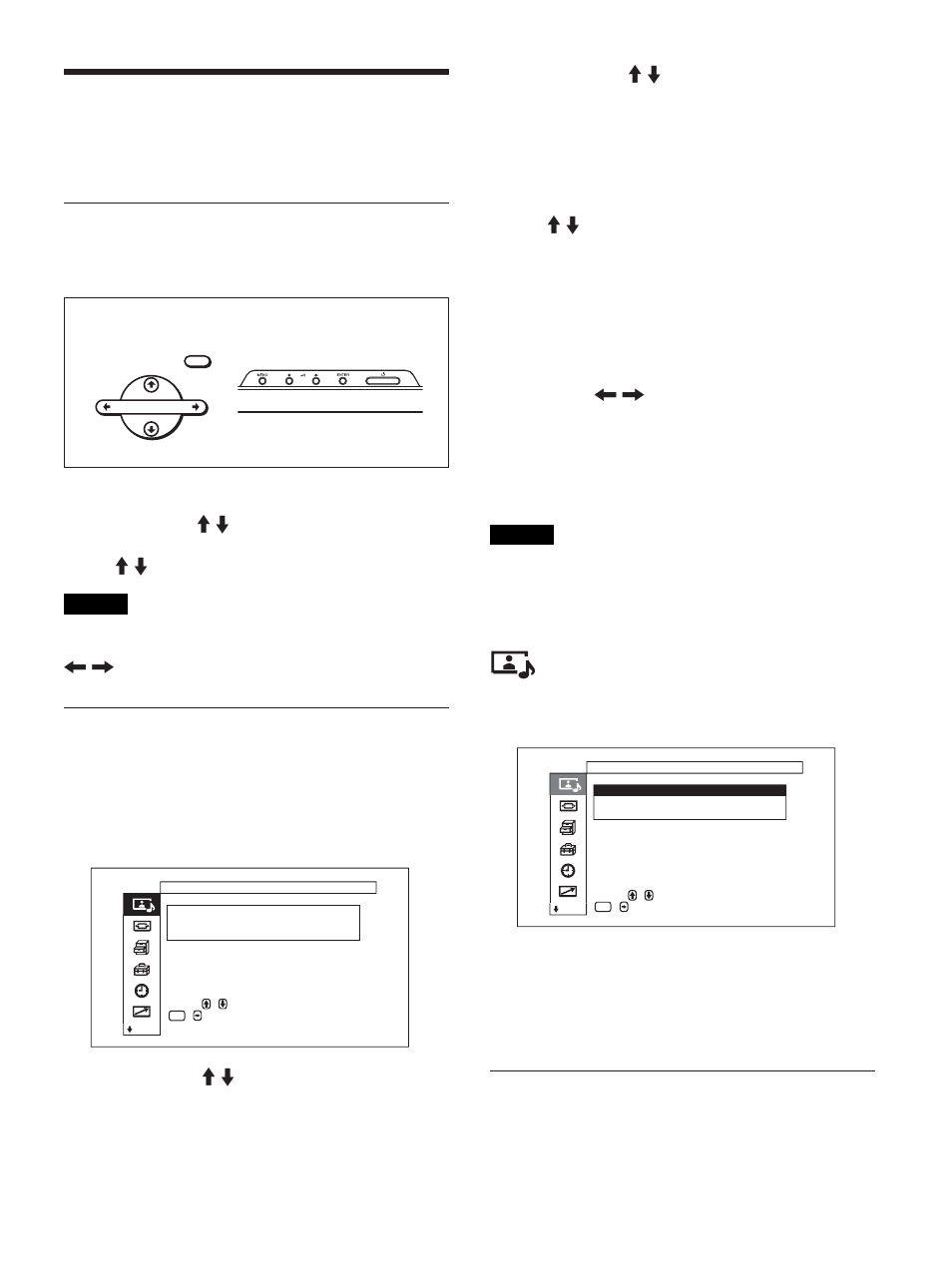 Die bildschirmmenüs, Arbeiten mit den menüs, Übersicht über die menüs | Menü „bild-/tonsteuerung, Menütasten, Menükonfiguration, Menü „bild einstellen | Sony FWD-50PX1 User Manual | Page 165 / 348