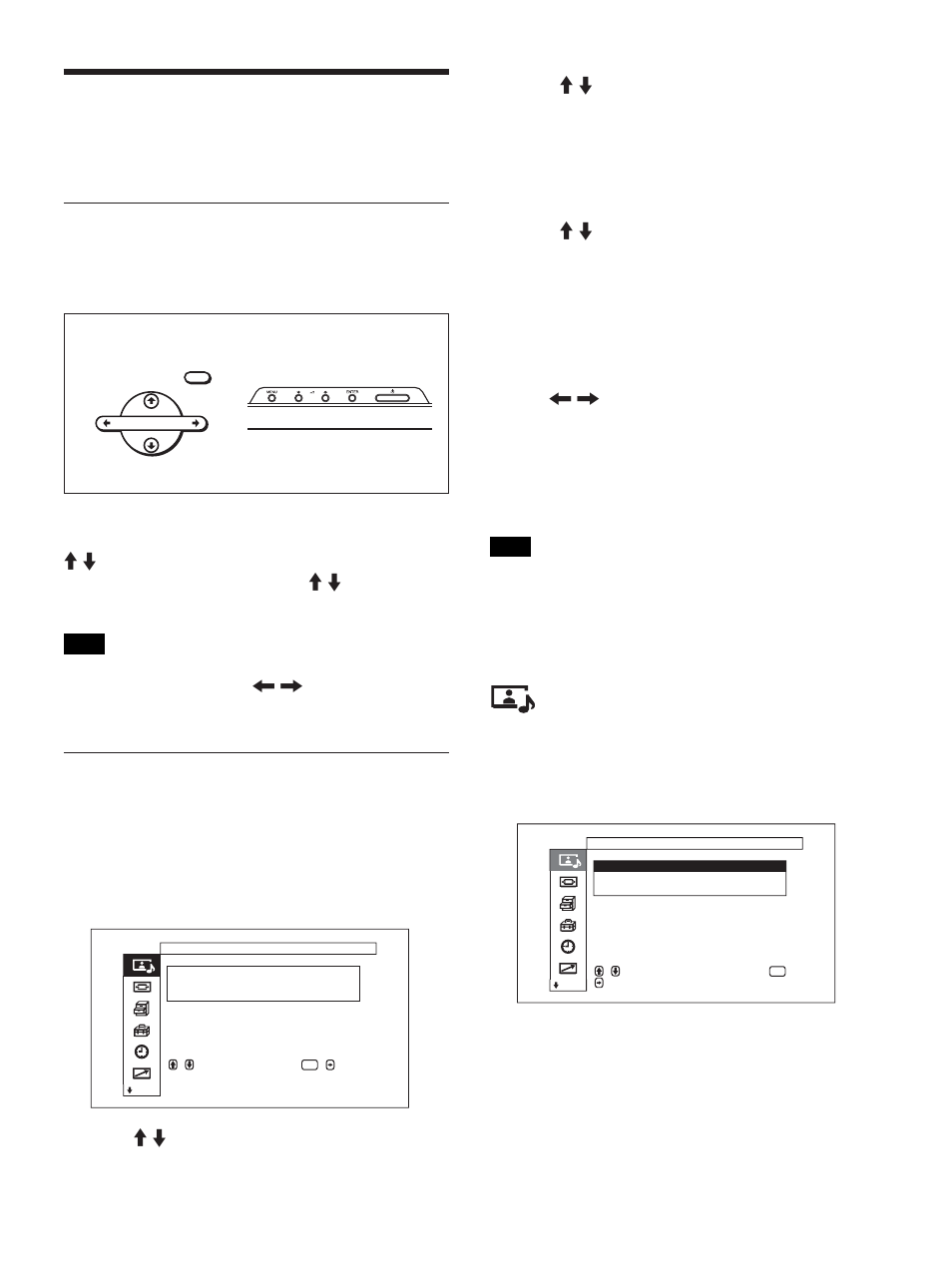 Uso de los menús en pantalla, Empleo mediante menús, Guía de los menús | Menú control imagen/ sonido, Botones de empleo de menús, Configuración del menú | Sony FWD-50PX1 User Manual | Page 215 / 348