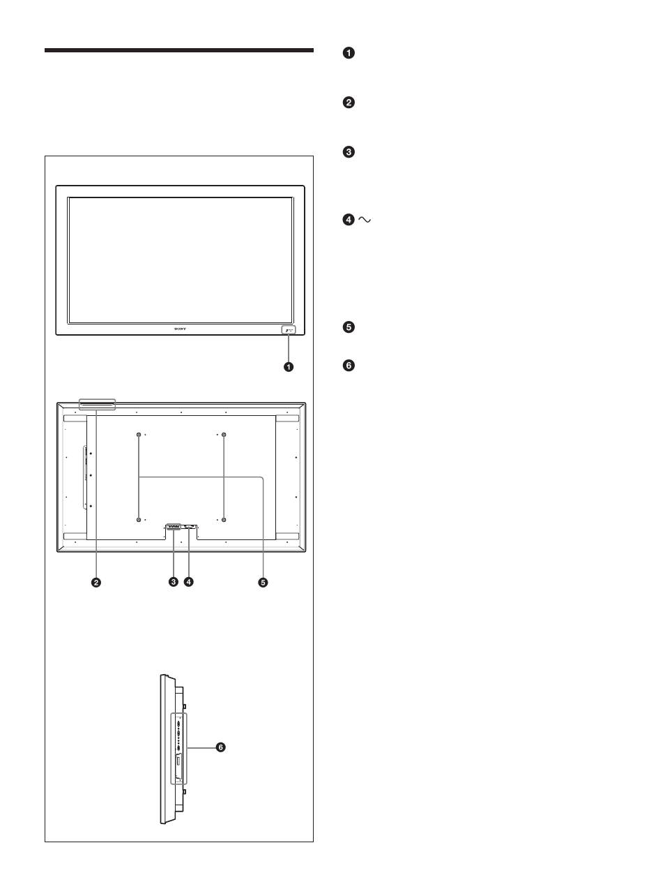 Location and function of parts and controls, Front / rear / right side | Sony FWD-50PX1 User Manual | Page 57 / 348