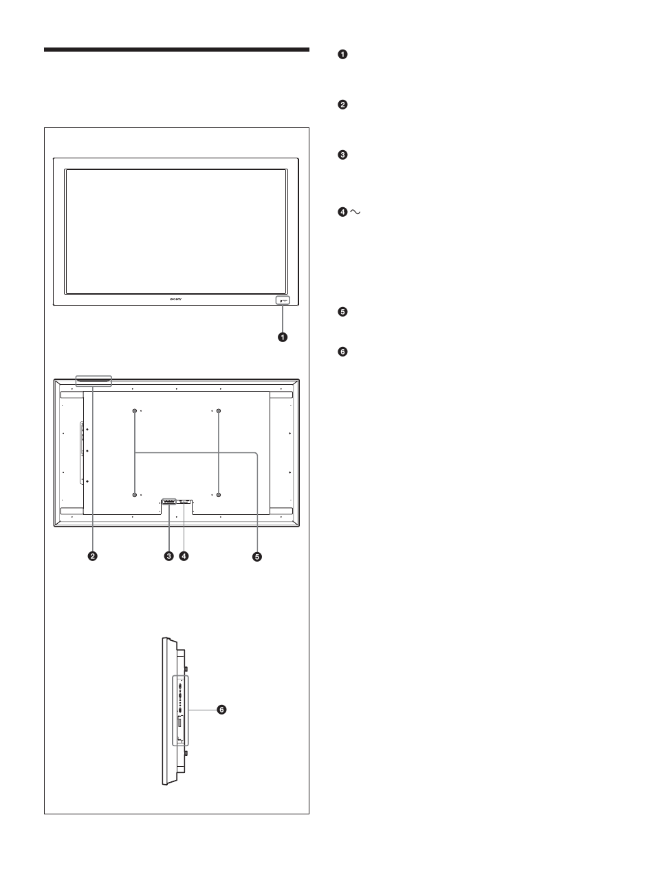 各部の名称と働き, 前面／後面／右側面 | Sony FWD-50PX1 User Manual | Page 9 / 348