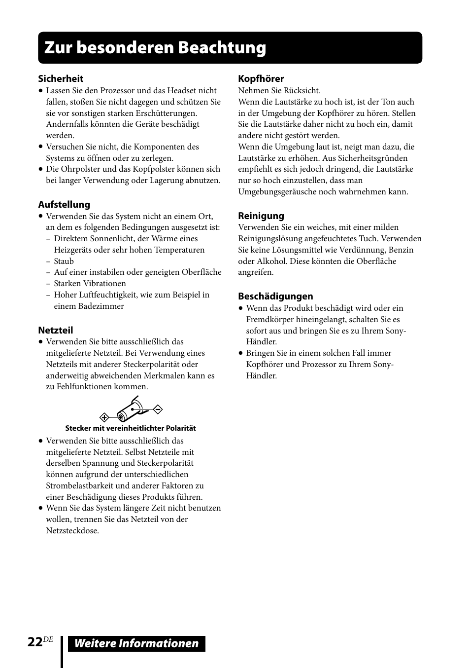 Zur besonderen beachtung, Weitere informationen | Sony DR-GA500 User Manual | Page 66 / 92