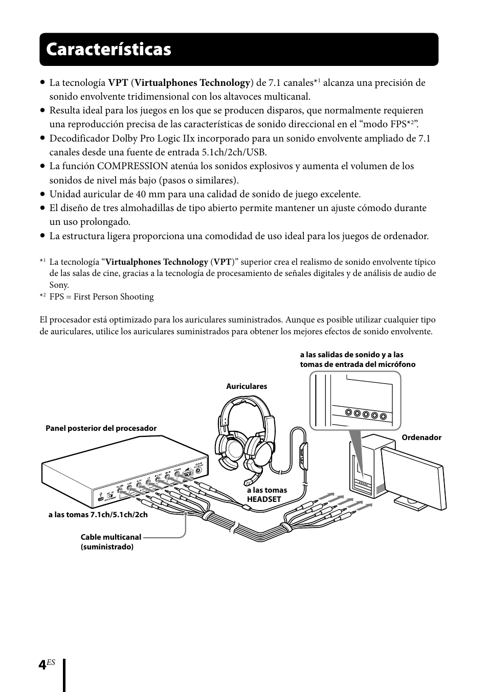 Características | Sony DR-GA500 User Manual | Page 70 / 92