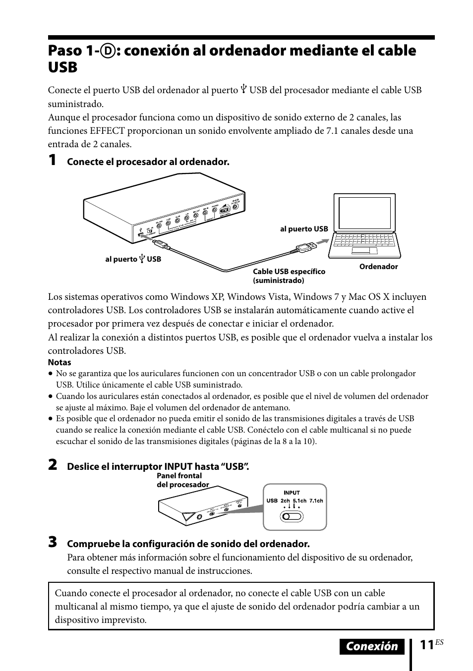 Paso 1-: conexión al ordenador, Mediante el cable usb, Conexión | Sony DR-GA500 User Manual | Page 77 / 92