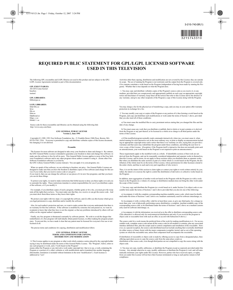 Sony XEL-1 User Manual | 4 pages