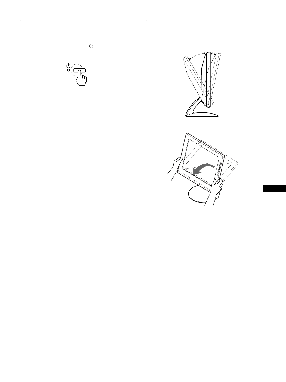 Schritt 4: einschalten von monitor und computer, Einstellen von neigung, Seite 9 | Sony SDM-S81R User Manual | Page 49 / 104