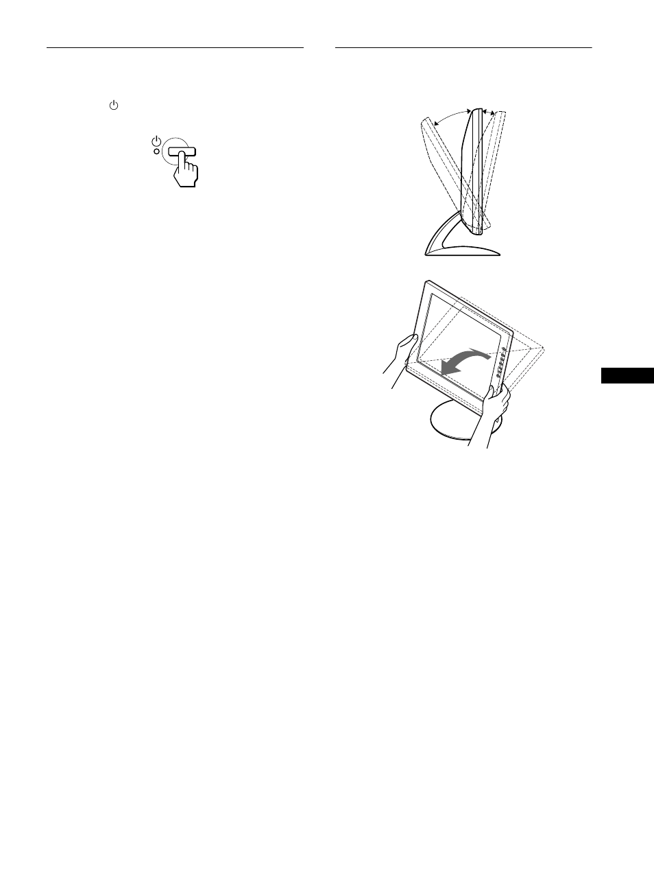 Step 4: turn on the monitor and computer, Adjusting the tilt | Sony SDM-S81R User Manual | Page 9 / 104