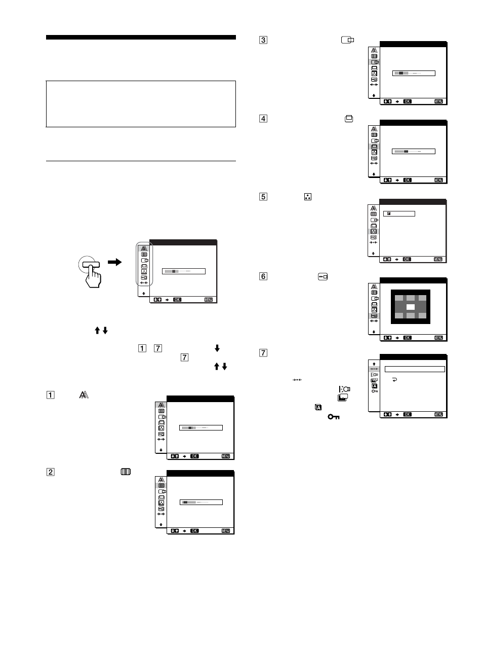 Personalizzazione del monitor, Come spostarsi all’interno del menu, Nu) (pagine 10 | Sony SDM-S81R User Manual | Page 90 / 104