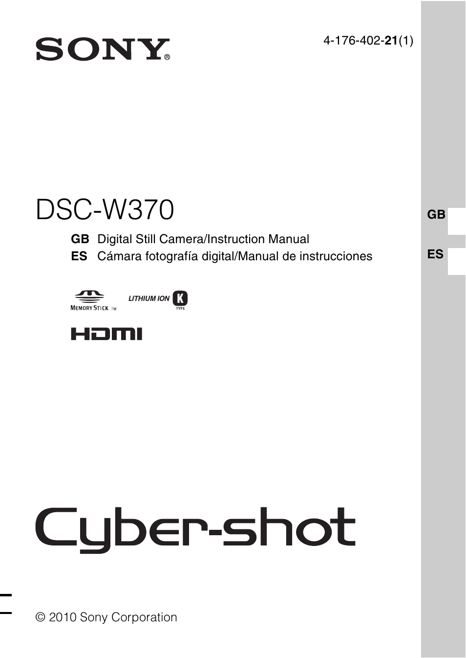 Sony DSC-W370 User Manual | 60 pages