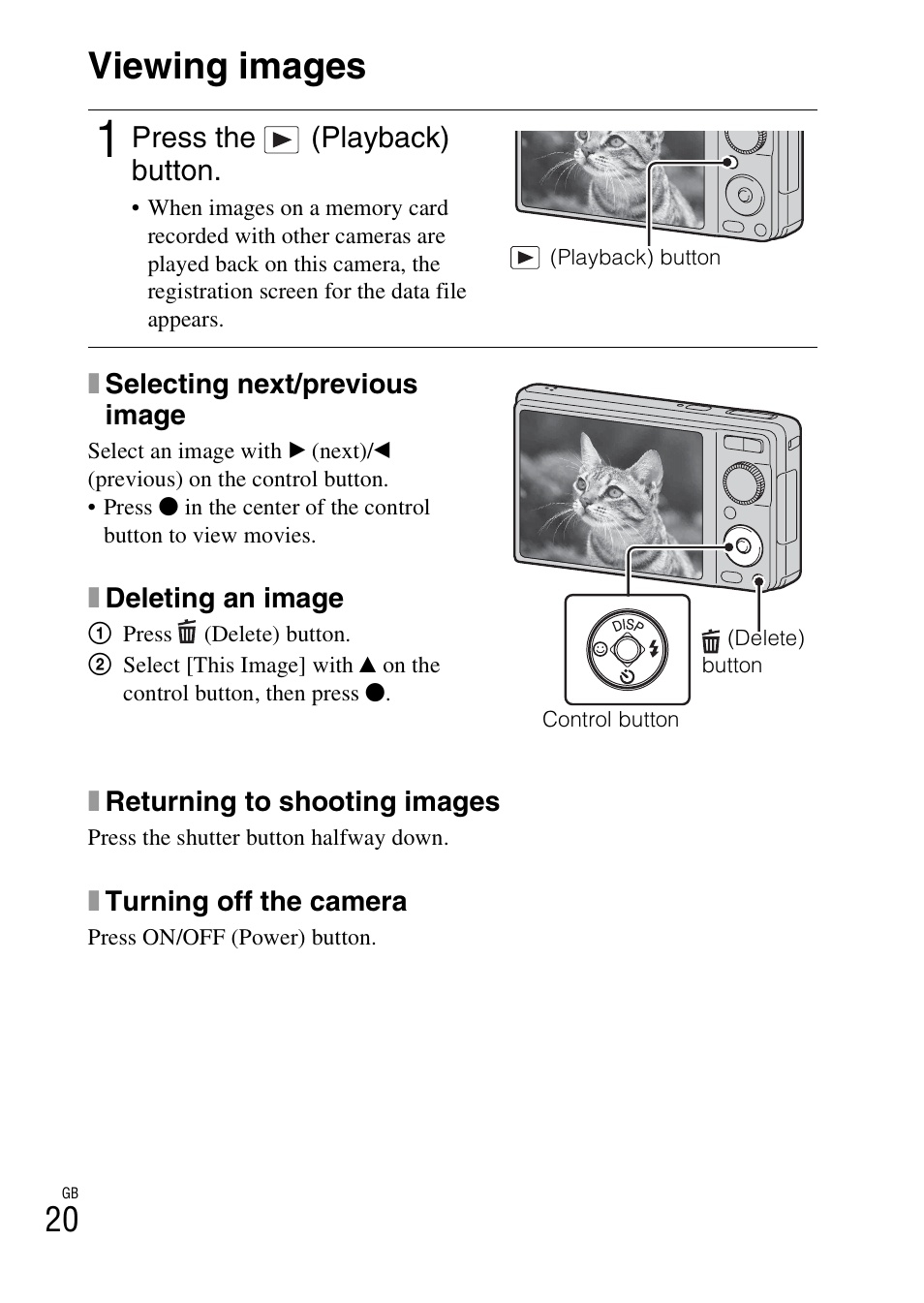 Viewing images | Sony DSC-W370 User Manual | Page 20 / 60