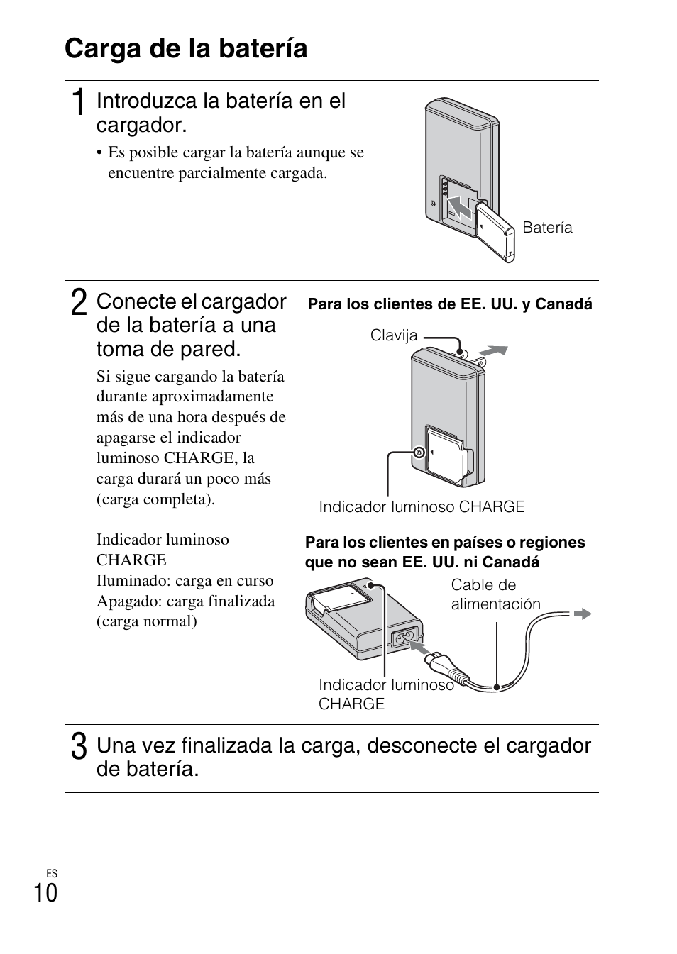 Carga de la batería | Sony DSC-W370 User Manual | Page 38 / 60
