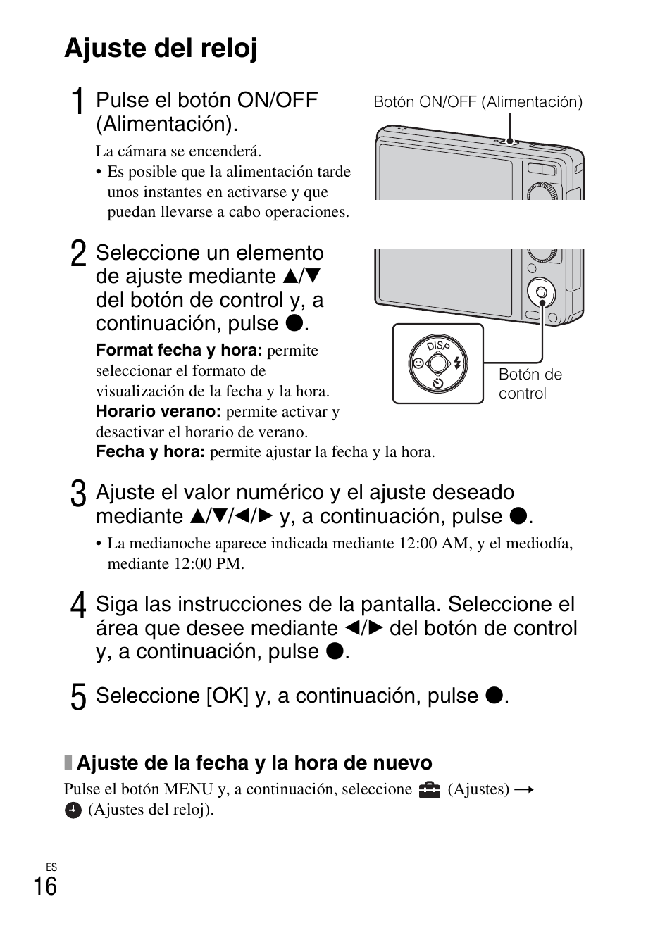 Ajuste del reloj | Sony DSC-W370 User Manual | Page 44 / 60