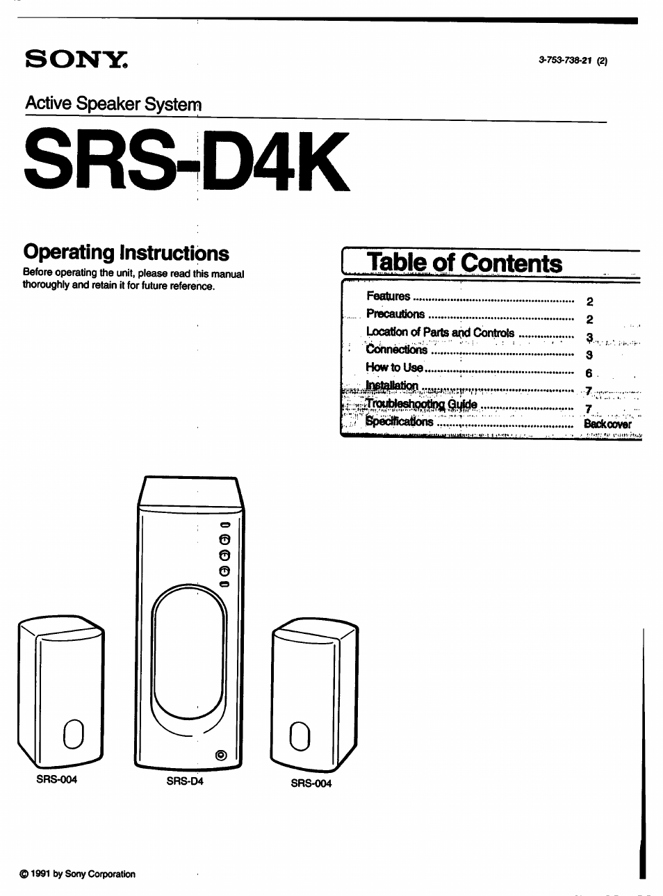 Sony SRS-D4K User Manual | 8 pages