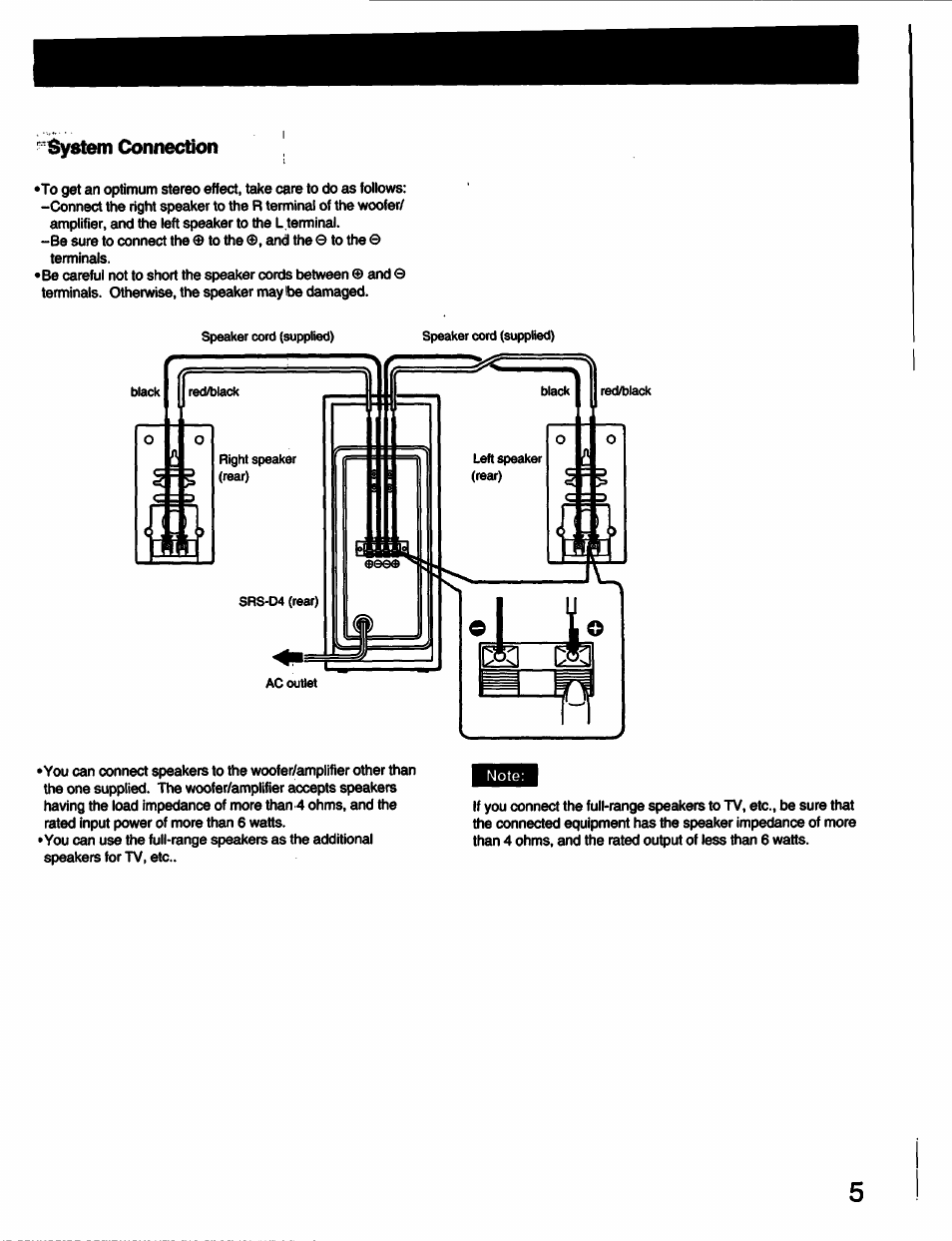 System connection | Sony SRS-D4K User Manual | Page 5 / 8