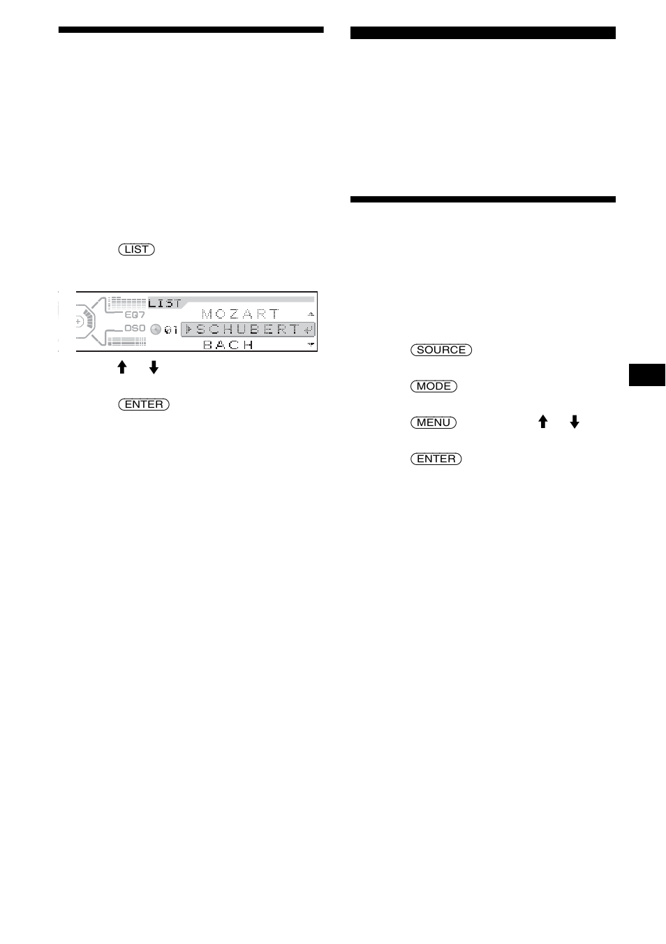 Locating a disc by name, Radio, Storing stations automatically | Best tuning memory (btm), List-up, 13 locating a disc by name | Sony CDX-M800 User Manual | Page 13 / 84