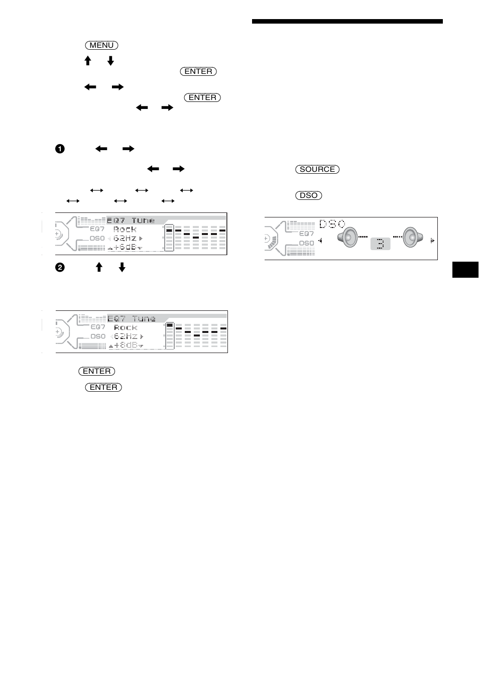 Setting the dynamic soundstage organizer (dso), Setting the dynamic soundstage organizer, Dso) | Sony CDX-M800 User Manual | Page 19 / 84