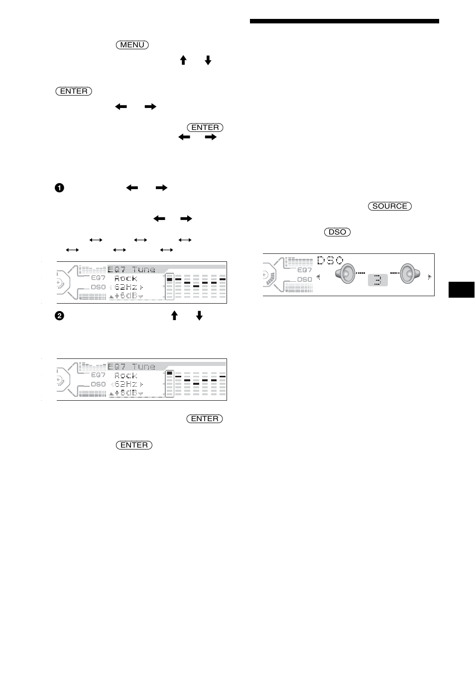 Réglage du répartiteur dynamique du son émis (dso), Réglage du répartiteur dynamique du son émis, Dso) | Sony CDX-M800 User Manual | Page 47 / 84